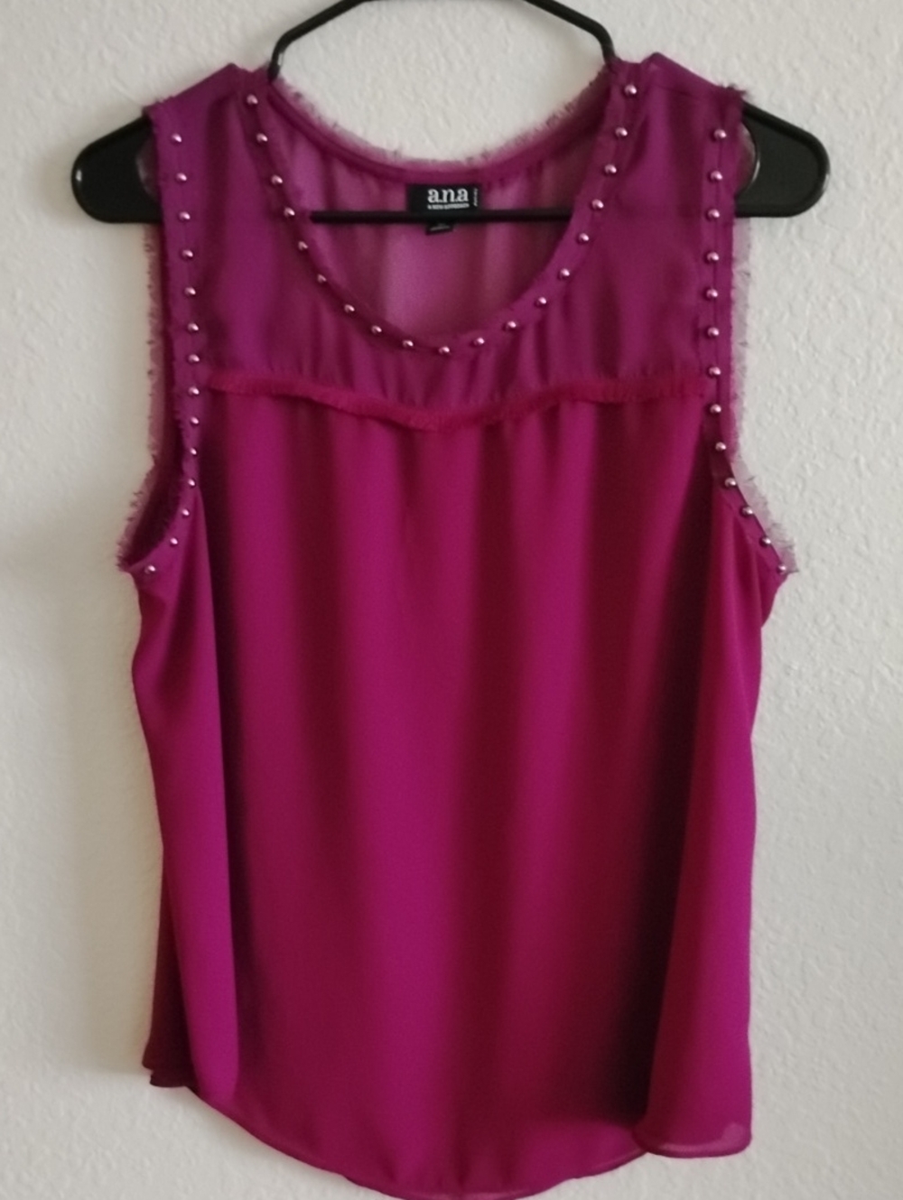 a.n.a Fuchsia Beaded Sleeveless Chiffon Camisole